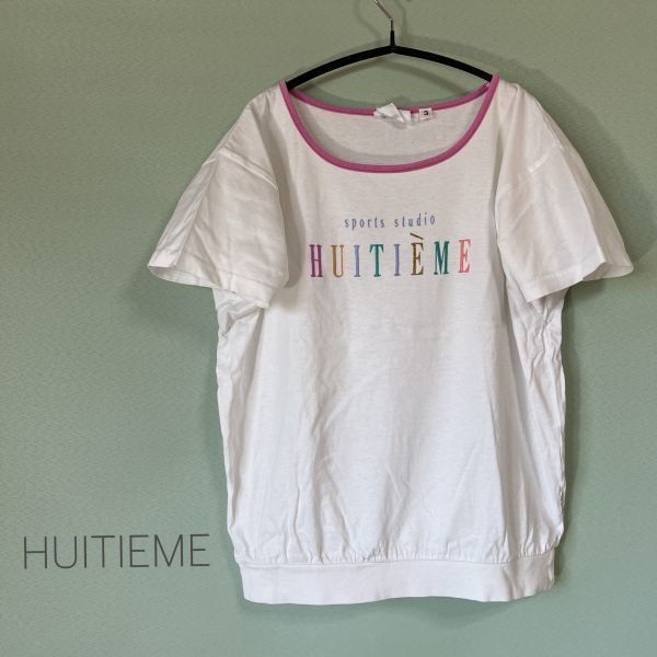 ◎HUITIEME ウィッテム8e 半袖カットソー Tシャツ ロゴ刺繍 半袖Tシャツ カットソー レディース サイズ3 綿100％ 白色_画像1