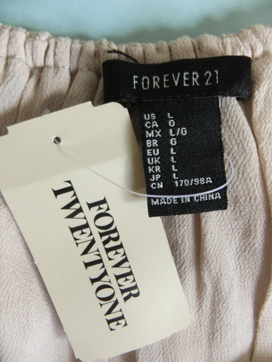 【タグ付き未使用品】◎FOREVER21 フォーエバー21 半袖ブラウス ベージュ色 レディース Lサイズ レーヨン フレアスリーブブラウス 夏_画像6