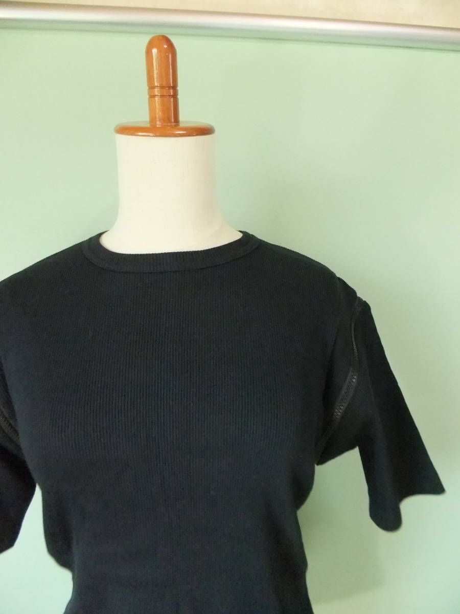 ◎GROSBEC 半袖Ｔシャツ Tシャツ 黒色 レディース サイズ40 Ｌサイズ相当 袖ジッパー付き シンプル 無地 コットン100％無地Ｔシャツ_画像5
