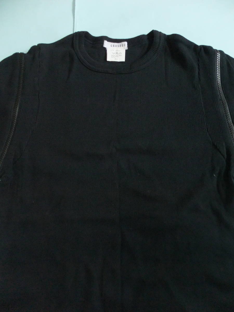 ◎GROSBEC 半袖Ｔシャツ Tシャツ 黒色 レディース サイズ40 Ｌサイズ相当 袖ジッパー付き シンプル 無地 コットン100％無地Ｔシャツ_画像6
