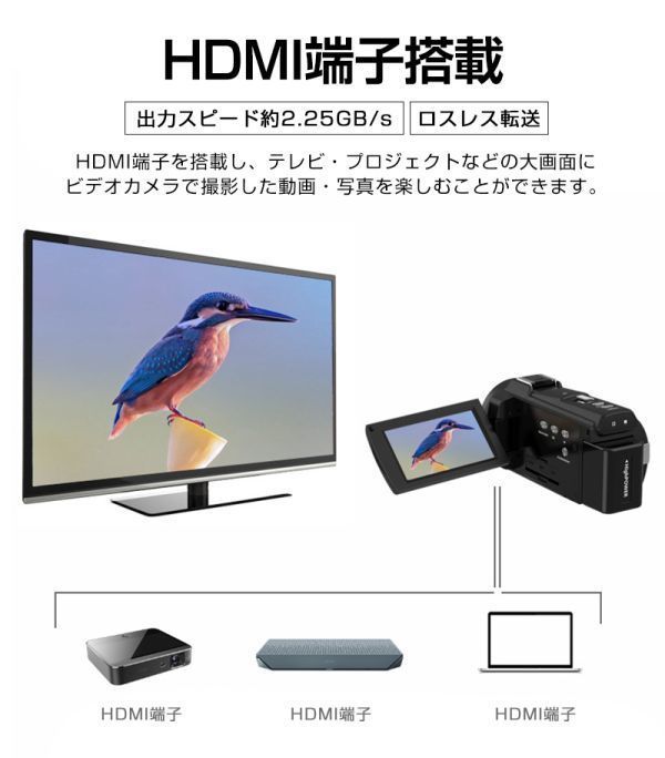 ビデオカメラ 4K 4800万画素 16倍デジタルズーム Wifi機能 手ブレ補正 撮影カメラ_画像7