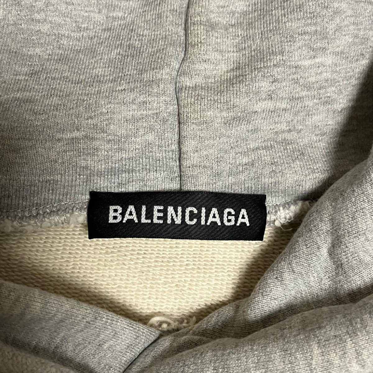 国内正規品 BALENCIAGA バレンシアガ パーカー バックロゴ プルオーバー コットン100% グレー系 メンズ Mサイズ_画像6