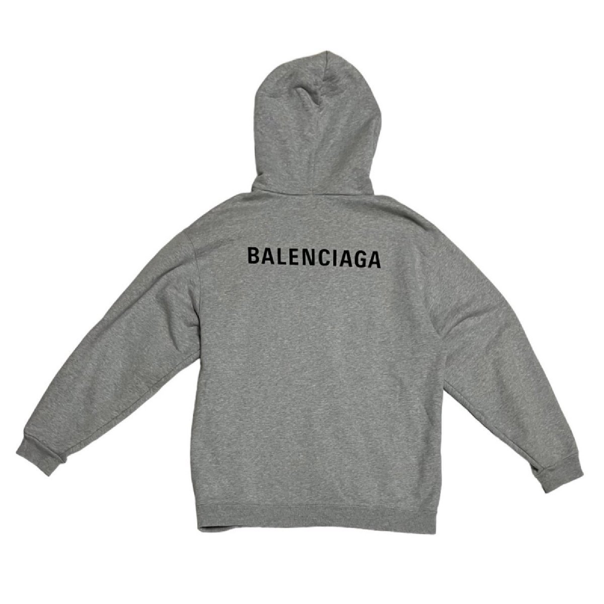 国内正規品 BALENCIAGA バレンシアガ パーカー バックロゴ プルオーバー コットン100% グレー系 メンズ Mサイズ_画像2