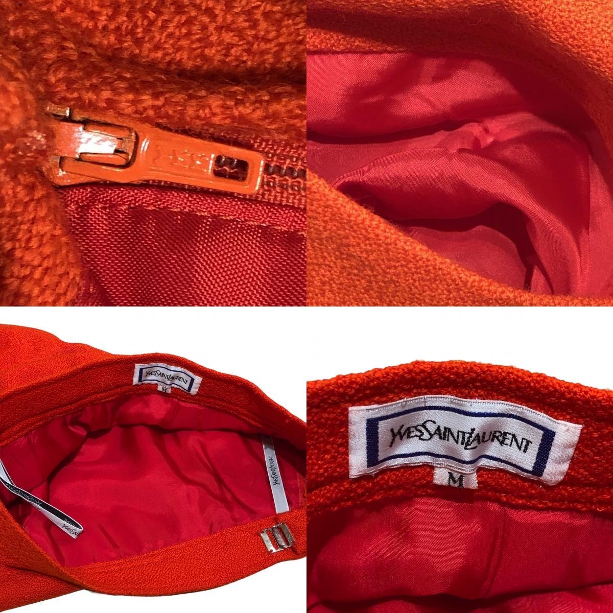 YVES SAINT LAURENT イヴ サンローラン セットアップ ジャケット スカート 赤 レッド系 S レディース_画像9
