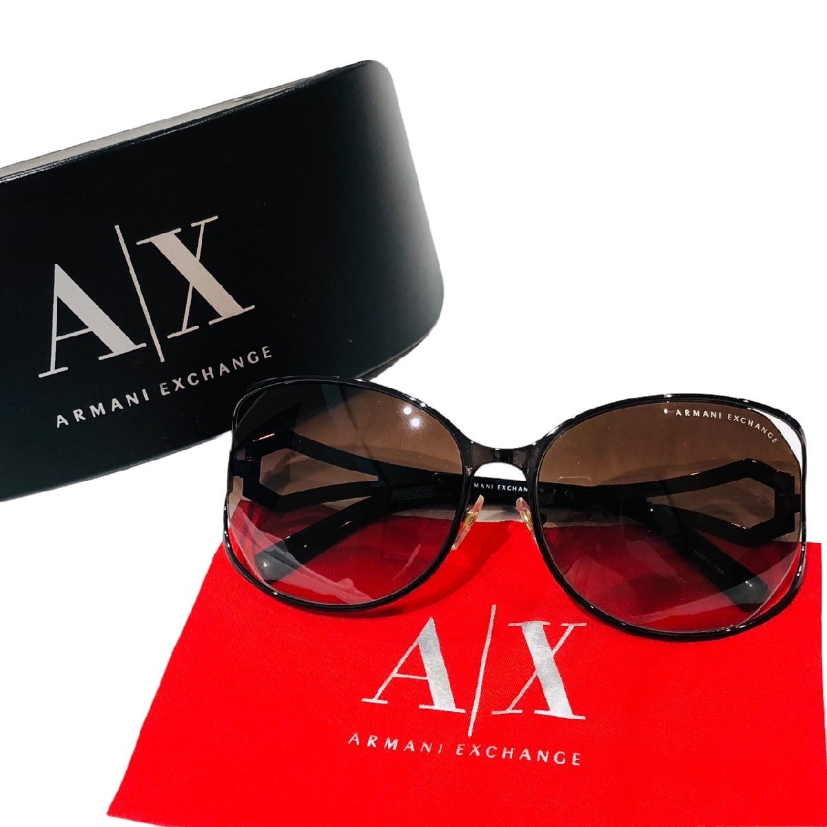 ARMANI EXCHANGE アルマーニエクスチェンジ サングラス AX2009S 6033/13 59口16 135 hyde着用同モデル ブラウン系 ケース付_画像1