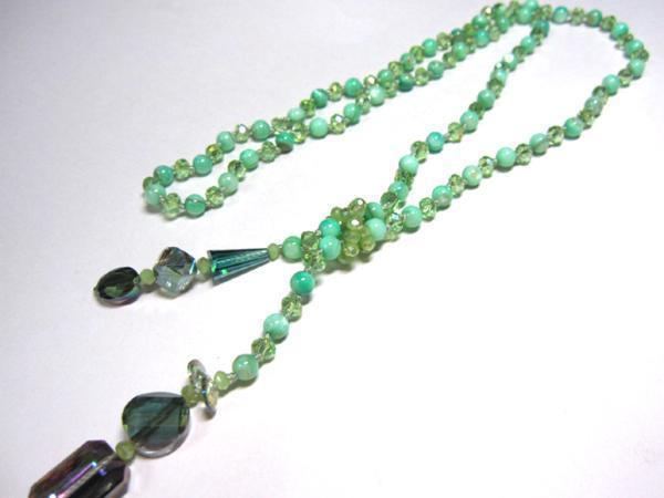 ◆... перламутр ◆ ...  длинный   ожерелье   зеленый  05-462