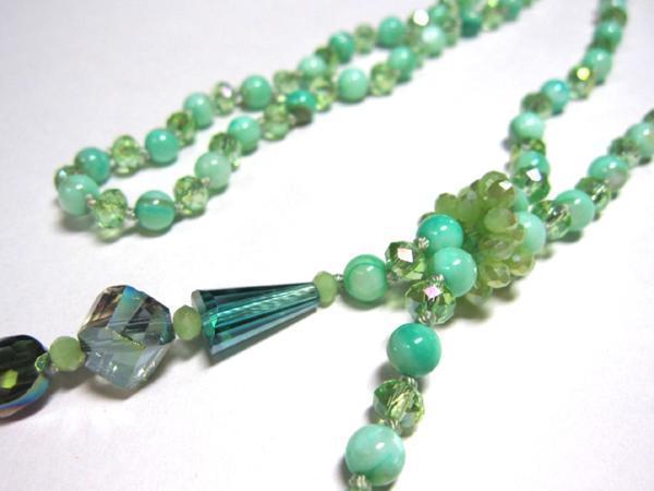 ◆... перламутр ◆ ...  длинный   ожерелье   зеленый  05-462