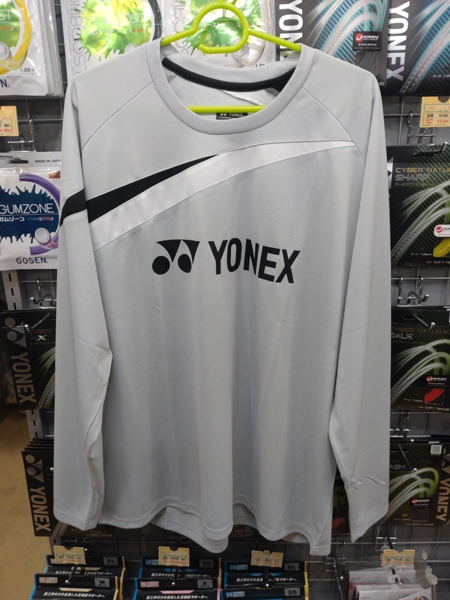 [16665Y(326)XO]YONEX Uni long sleeve T-shirt ice gray XO size new goods unused tag attaching badminton 2023 model exhibition . limitation 