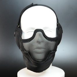 ハーフフェイスガード スチールメッシュ [ ブラック ] フェイスマスク フルフェイスマスク フェイスガード サバゲー装備の画像2