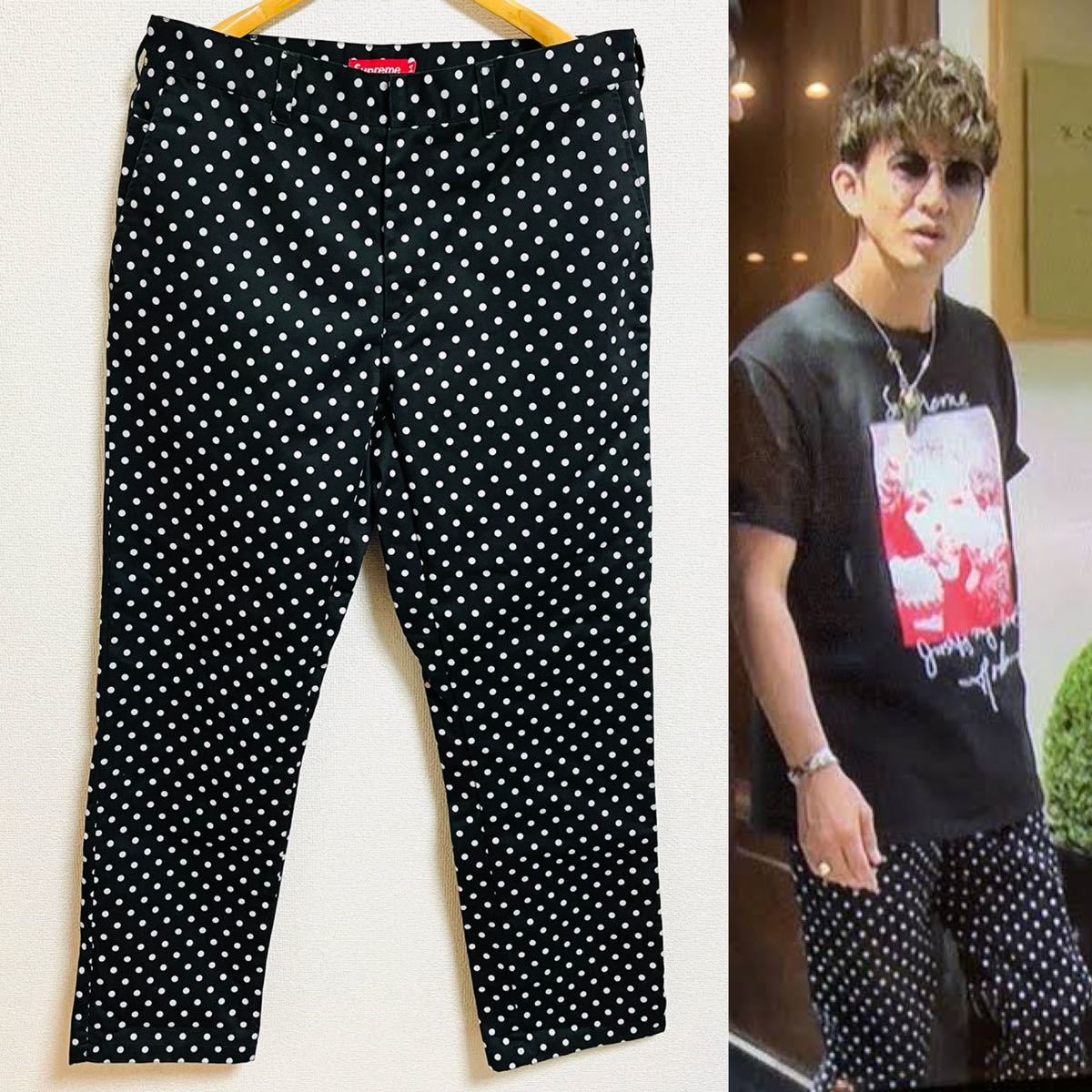 新品 Supreme Work Pant Black Polka Dot W34 L 18aw 2018年 黒 ブラックポルカドット ワークパンツ 木村拓哉着 キムタク着 新品未使用_画像1