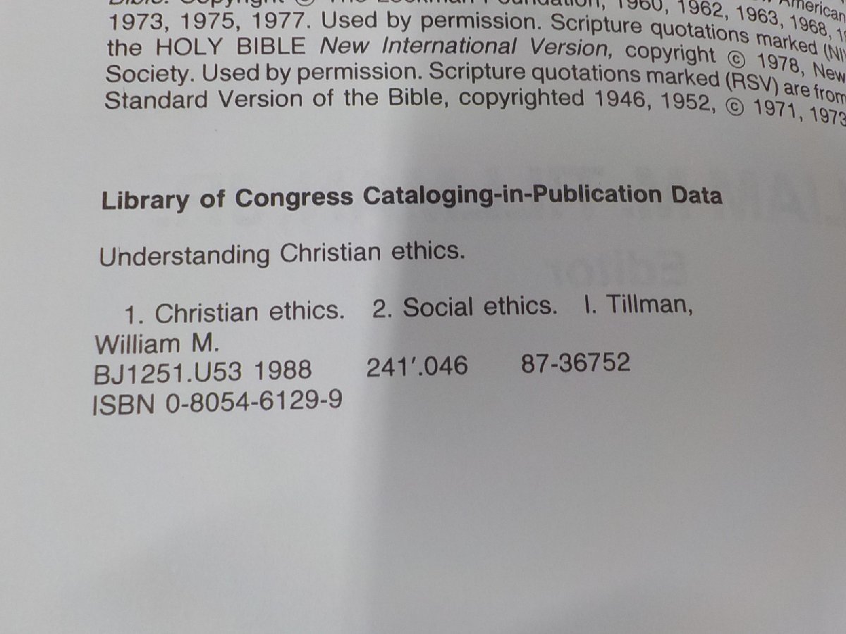 15V1869◆Understanding Christian Ethics An Interpretive Approach William Tillman(ク）_画像3
