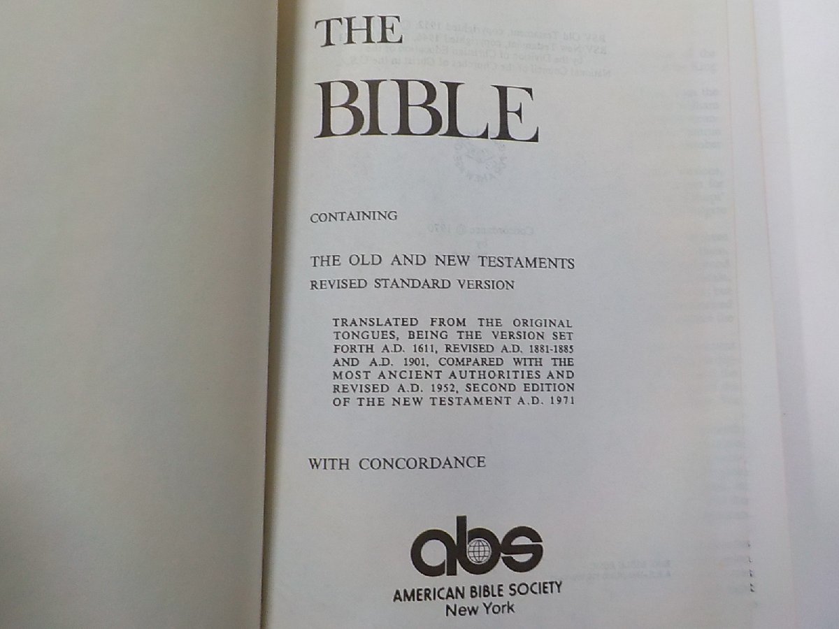 12V1977◆THE BIBLE THE OLD AND NEW TESTAMENTS AMERICAN BIBLE SOCIETY▼_画像3