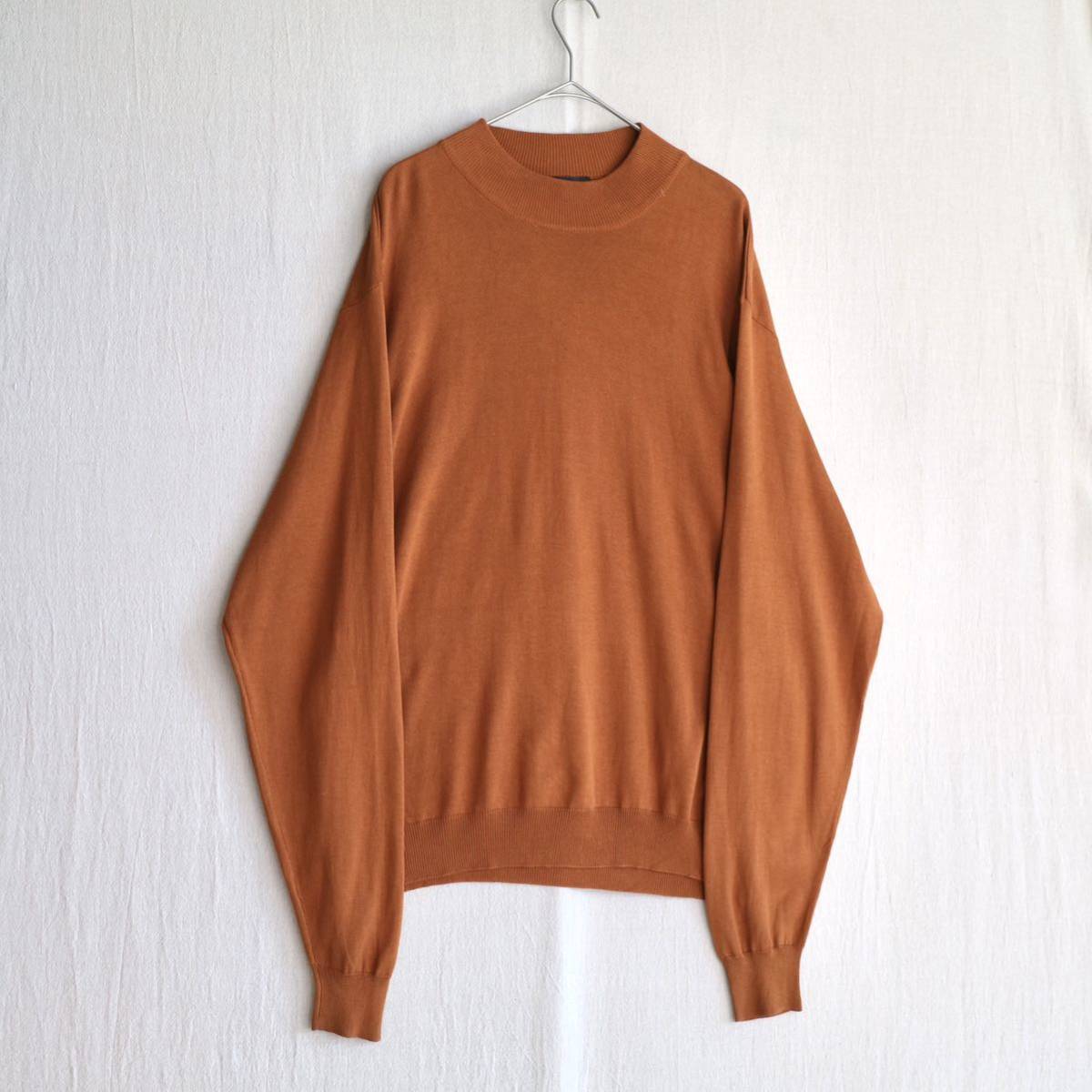 [100% шелк ]90s USA vintagemok шея вязаный свитер / XXL orange высокий мера Vintage K3-11032-9429 sale