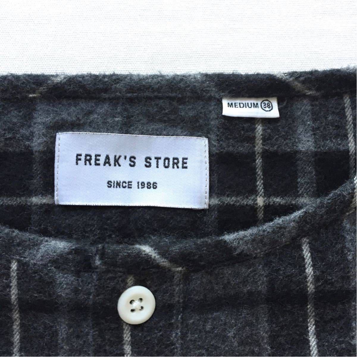 新品同様 FREAK'S STORE No collar Pullover shirt フリークスストア ノーカラープルオーバーシャツ Mサイズ デイトナ・インターナショナル_画像3