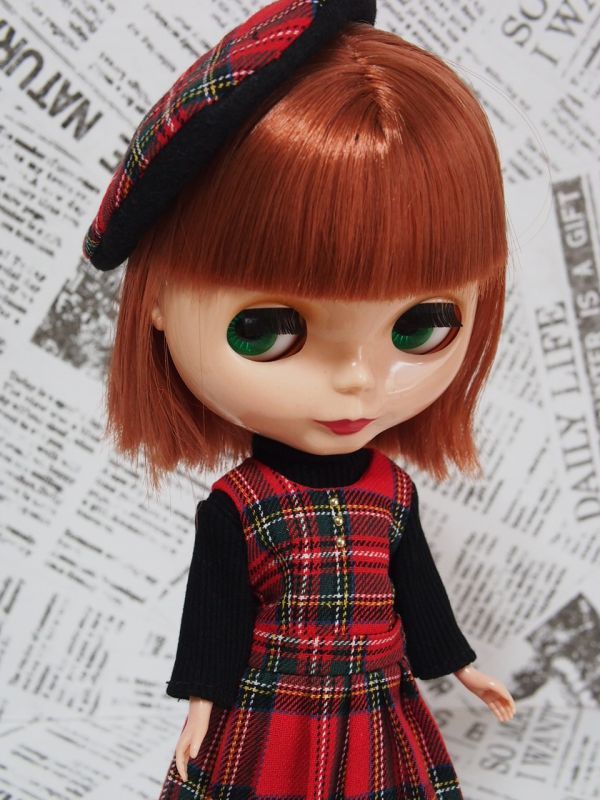 Doll Dressing ручная работа Neo Blythe размер . европейская одежда комплект кукла / наружный Fit / платье / в клетку One-piece / носки / шляпа / кукла одежда вязаный 