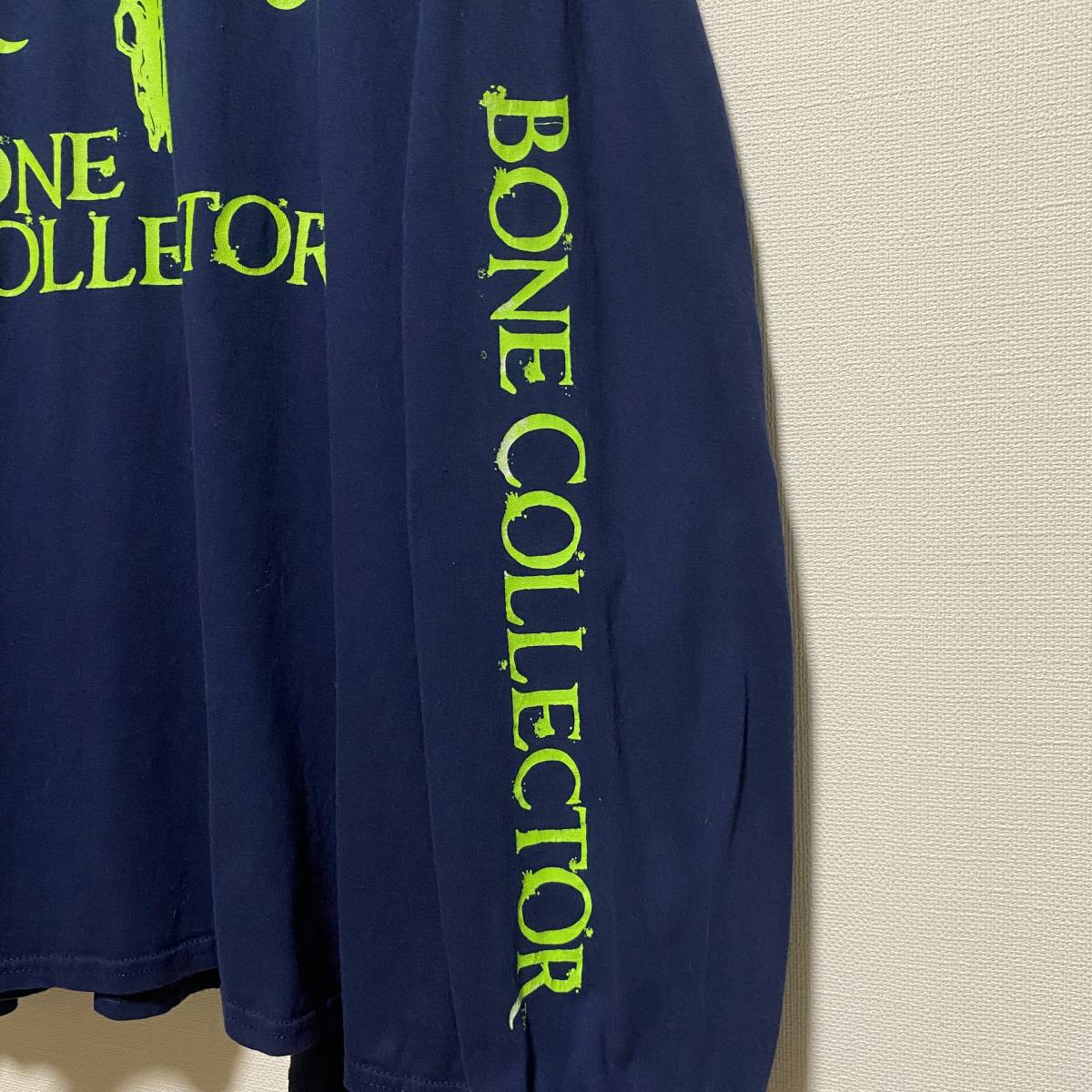 アメリカ古着　BONE COLLECTOR 長袖 Tシャツ ロンT　袖プリント　ネイビー　3XL ビッグサイズ　コットン　【Q109】_画像9