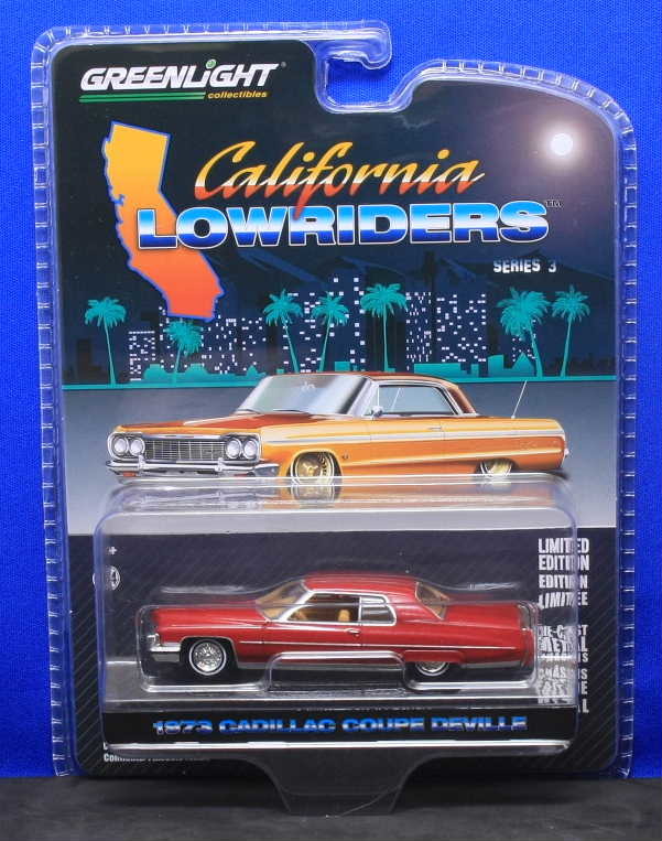 1/64 グリーンライト 1973 キャデラック クーペ デビル Cadillac Coupe deVille マルーン（カリフォルニア ローライダー シリーズ3）_画像1