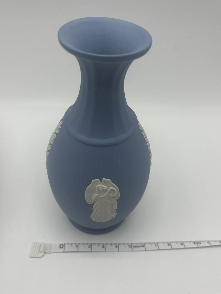 !未使用品!ウエッジウッド WEDGWOOD ジャスパー 花 瓶ベールブルー フラワーベース イギリス ヴィンテージ 陶芸_画像8