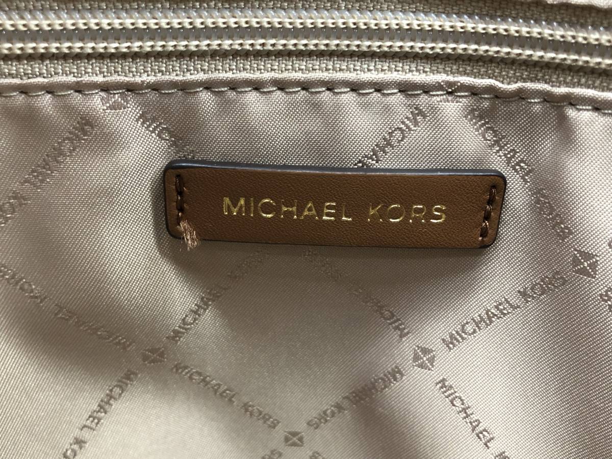 □ 良好 マイケルコース カルメン ショルダー トート バッグ 35S2GNMT3B ブラウン シグネチャー MICHAEL KORS □_画像9