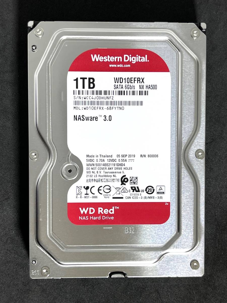 【送料無料】　★ 1TB ★　WD Red　/　WD10EFRX　【使用時間： 45 ｈ】 2019年製　新品同様　3.5インチ内蔵HDD　SATA Western Digital RED_画像1