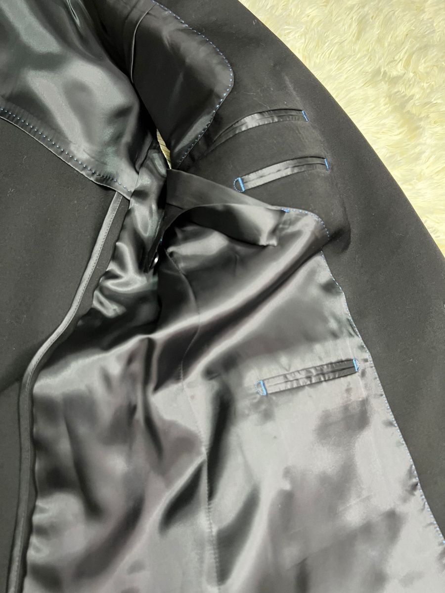 【極美品】MARIO VALENTINO 細襟 シングル セットアップ 黒 ジャケット スーツ フォーマルスーツ 上下　メンズ