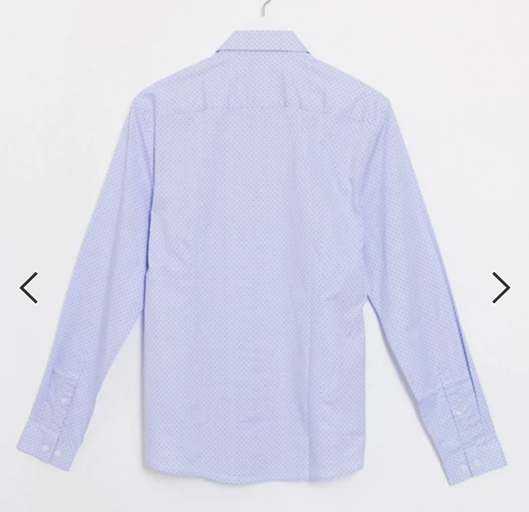 【新品 超激安！】【 英国購入】 王室御用達 ASOS DESIGN slim fit smart shirt in dot & micro checkの画像2