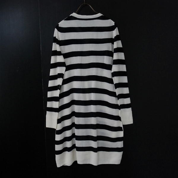 # new goods unused * outlet #fp01/ ound-necked border knitted tunic / off white x black /S size 