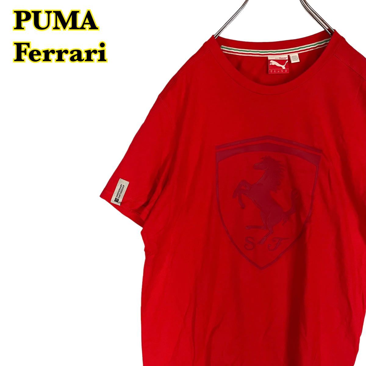 Ferrari フェラーリ× PUMA プーマ　半袖Tシャツ　赤　メンズ　Mサイズ　【AY1,482】_画像1