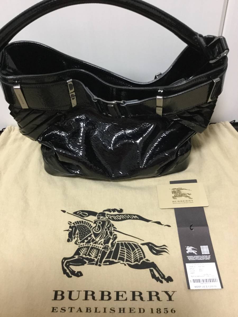 バーバリー☆Burberry☆ショルダーバッグ☆ワンショルダー☆パテントレザー☆エナメル☆レザー☆ブラック☆美品_画像1