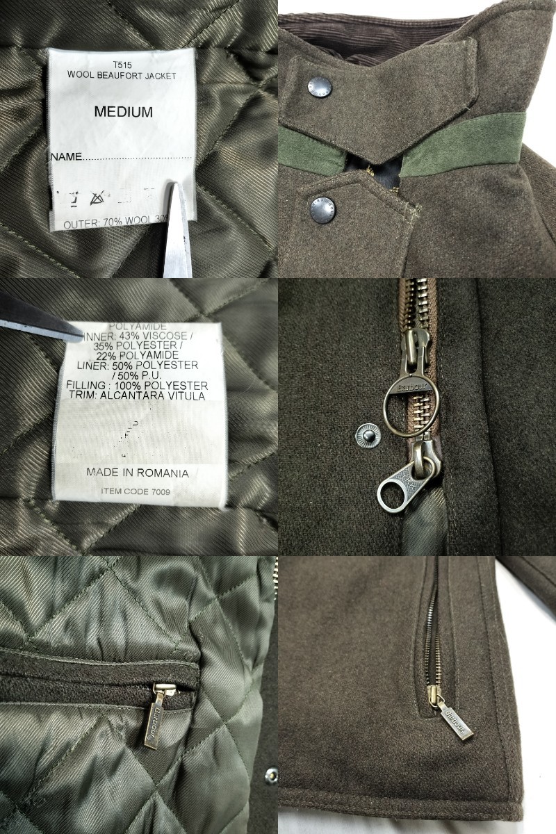 00s Barbour wool beaufort　オリーブグリーン　M バブアー　ウール　ビューフォート_画像5