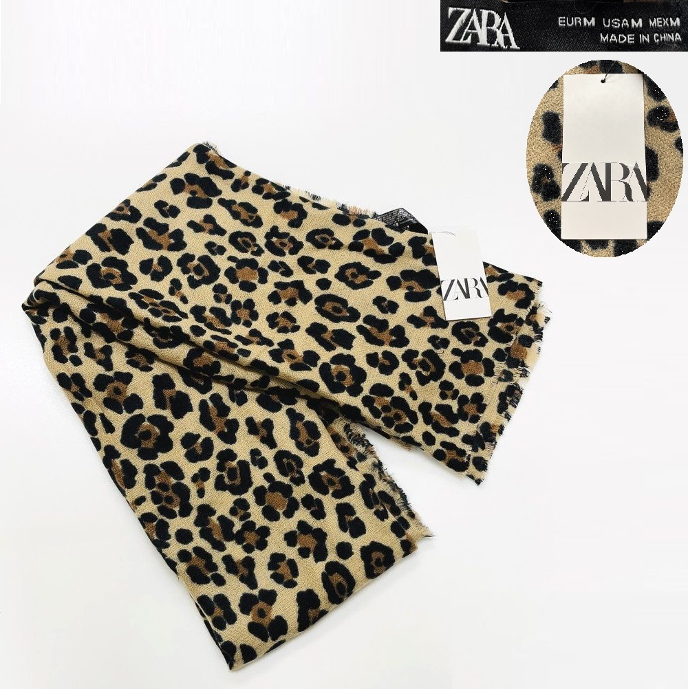 未使用品 ZARA レオパード アニマルプリントスカーフ マフラー 未使用品 ZARA レオパード アニマルプリントスカーフ マフラー