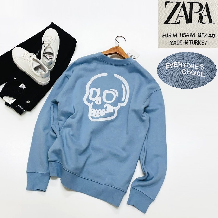 未使用品 /M/ ZARA ライトブルー 長袖スウェット メンズ 未使用品 /M/ ZARA ライトブルー 長袖スウェット メンズ