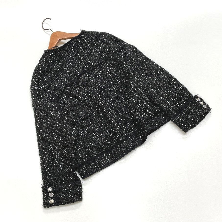 M/ ZARA ブラック 長袖ノーカラージャケット レディース タグ M/ ZARA ブラック 長袖ノーカラージャケット レディース タグ