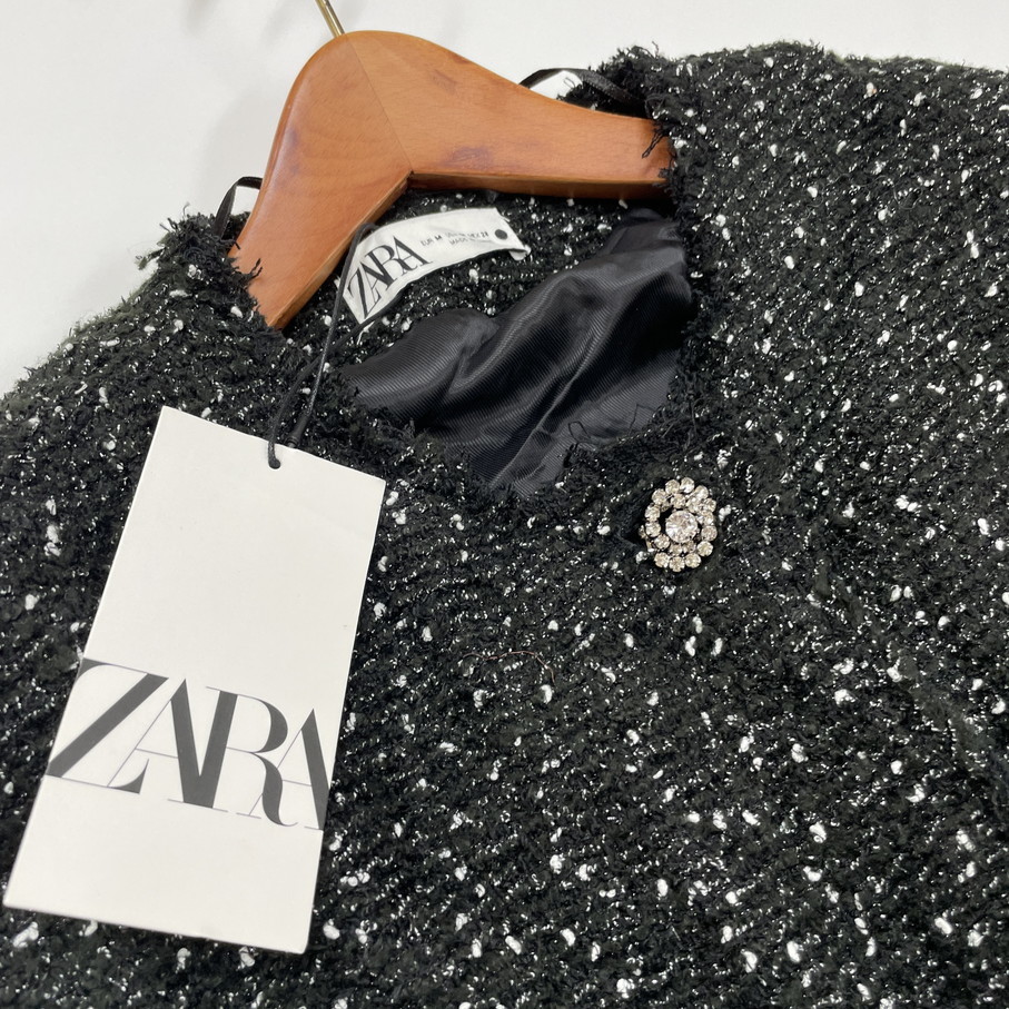 M/ ZARA ブラック 長袖ノーカラージャケット レディース タグ M/ ZARA ブラック 長袖ノーカラージャケット レディース タグ