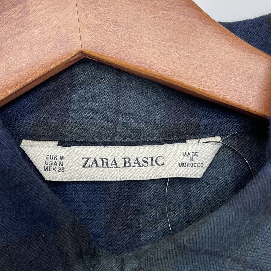 未使用品 /M/ ZARA グリーンチェック 長袖ボタンシャツ レディース カジュアル 羽織り 通勤 フェミニン 大人可愛い ガーリー デイリー ザラ