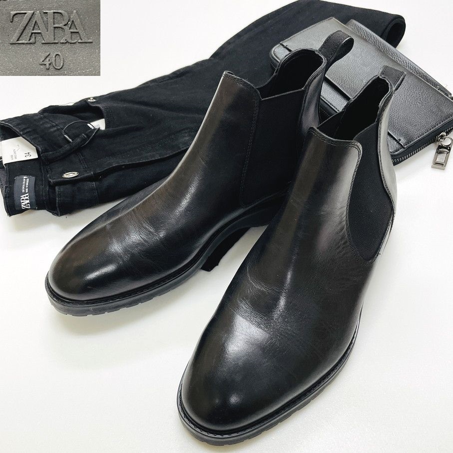 40/ ZARA ブラック アンクルブーツ メンズ 大人カジュアル 40/ ZARA ブラック アンクルブーツ メンズ 大人カジュアル