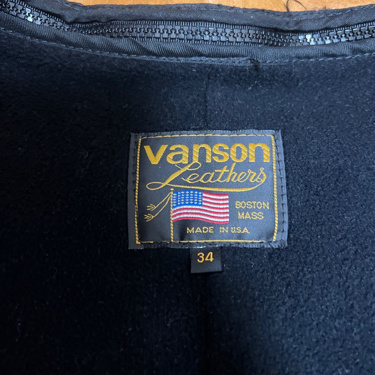 BACKDROP別注 VANSON/バンソン 9B 34 キャメル レザー ライダースジャケット ライナー付 バックドロップシングルライダース 革ジャン_画像5