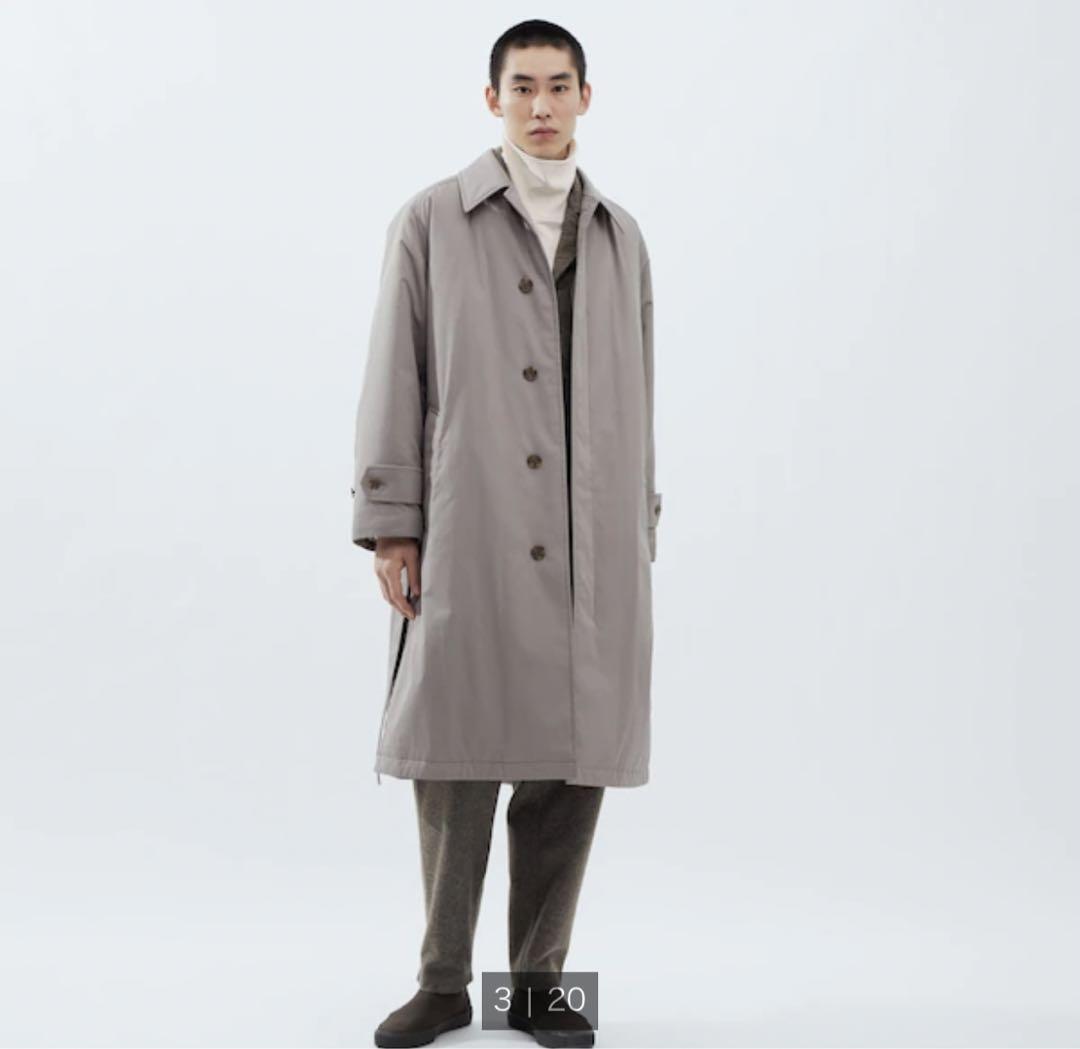売り切れ！ パデッドステンカラーコート 462853 GRAY L ユニクロ ユー UNIQLO U MB まとめ 絶賛 クリストフ ルメール Lemaire +J
