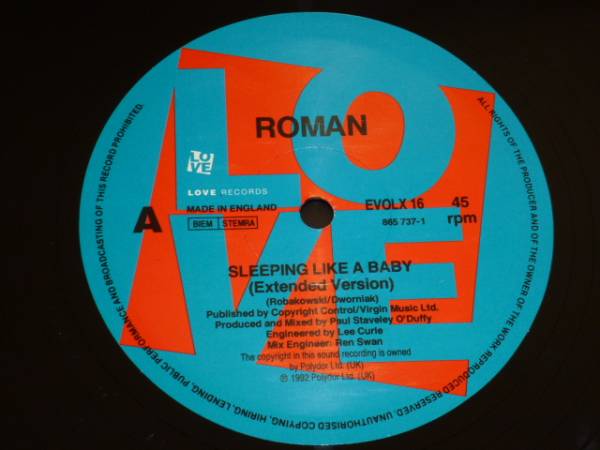 Roman/Sleepng Like A Baby/UK盤/1992年盤/EVOLX 16/ 試聴検査済み_画像3