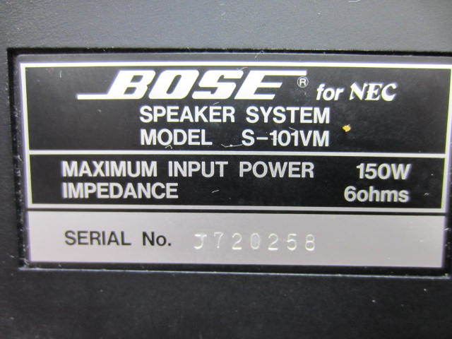 BOSE Bose為NEC [101 VM]揚聲器對支架附件使用了第二個聲音驗證結束 原文:BOSE ボーズ for NEC【101VM】スピーカー ペア ブラケット付き　中古 音出し確認済み