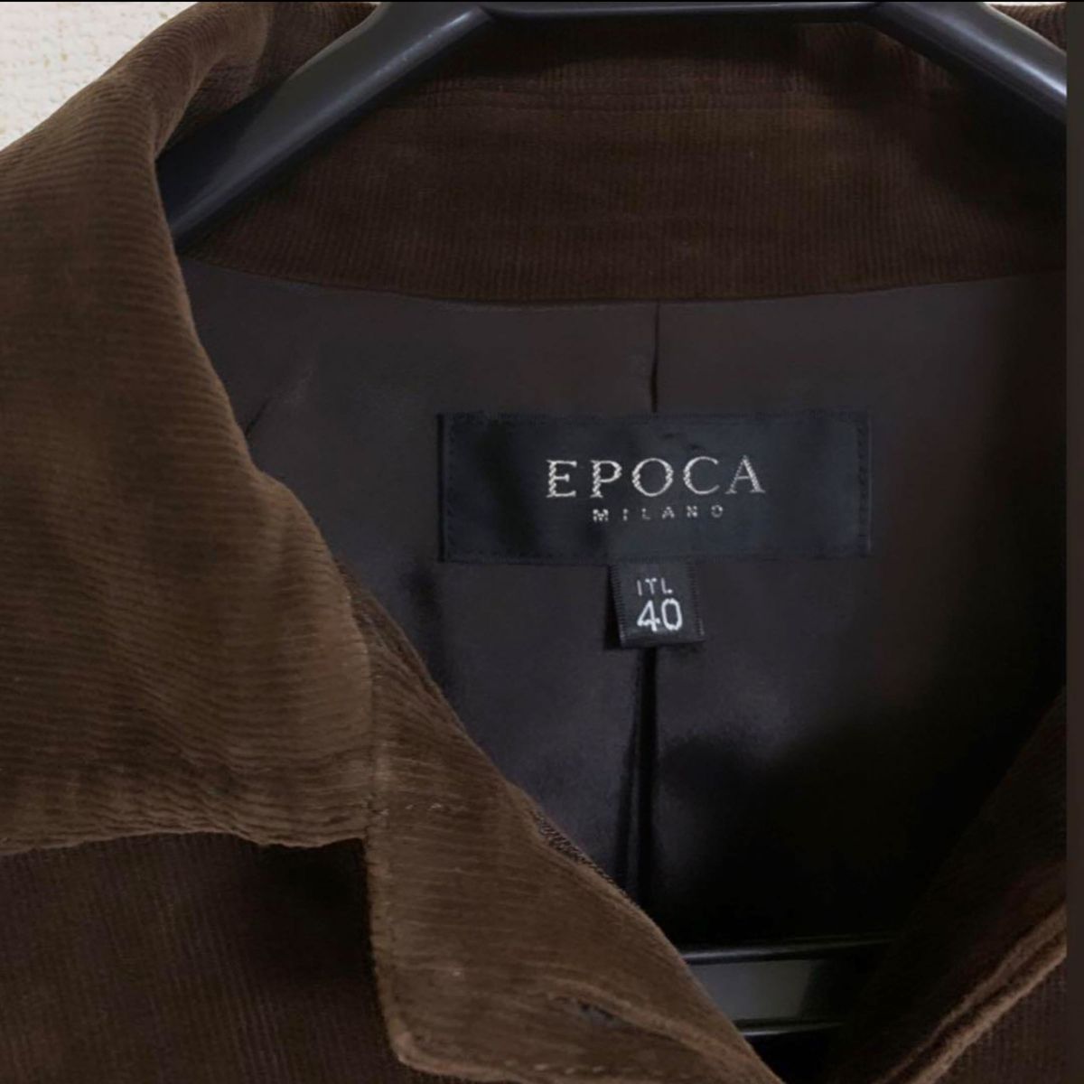 EPOCA エポカ 希少 良品コーデュロイ ジャケット 比翼ボタン 40 L ロゴ入り ボタン ブラウン