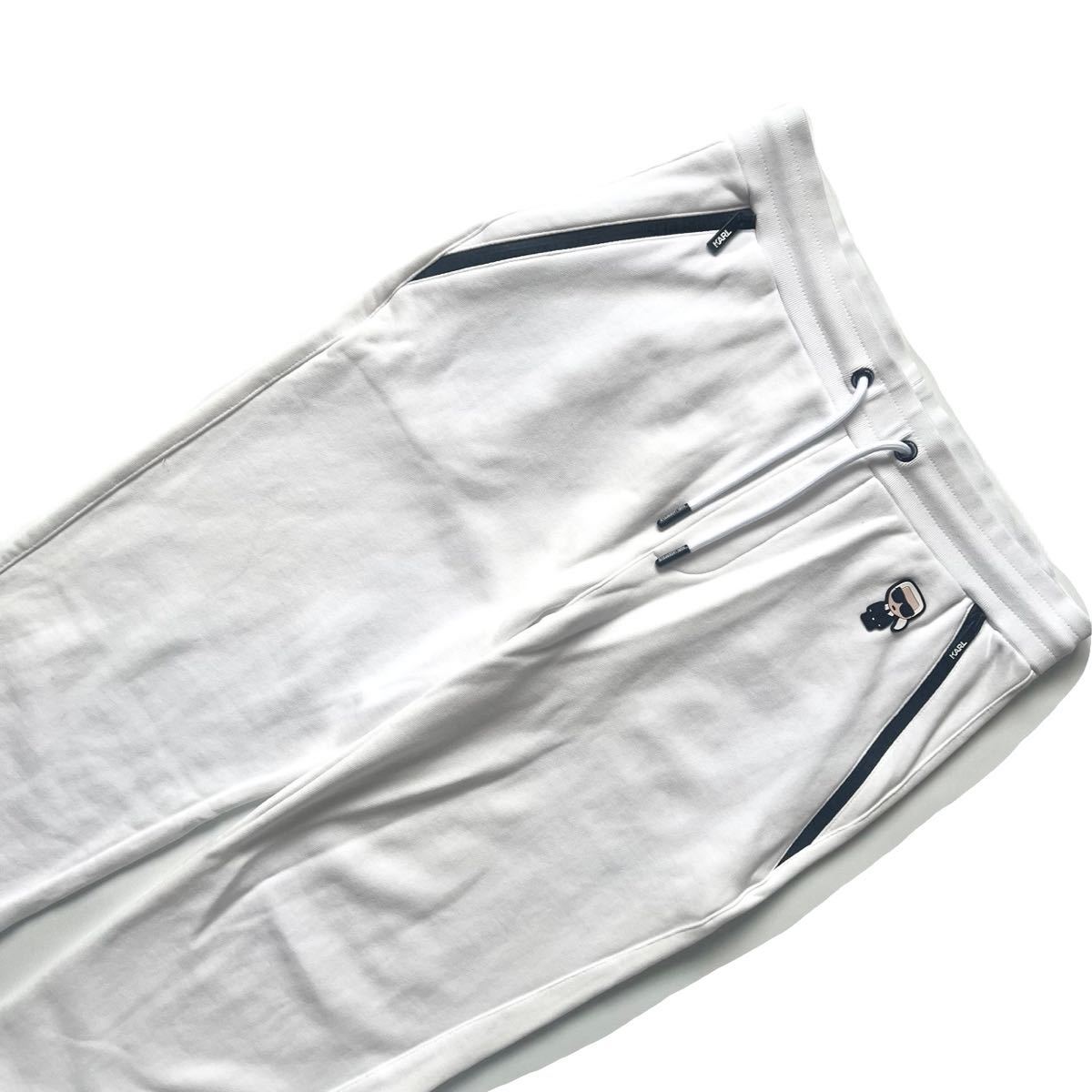 【送料無料】KARL LAGERFELD カール　スウェットパンツ　ジョガーパンツ　メンズ　スウェットパンツ　S ロゴ　ホワイト　白　ズボン