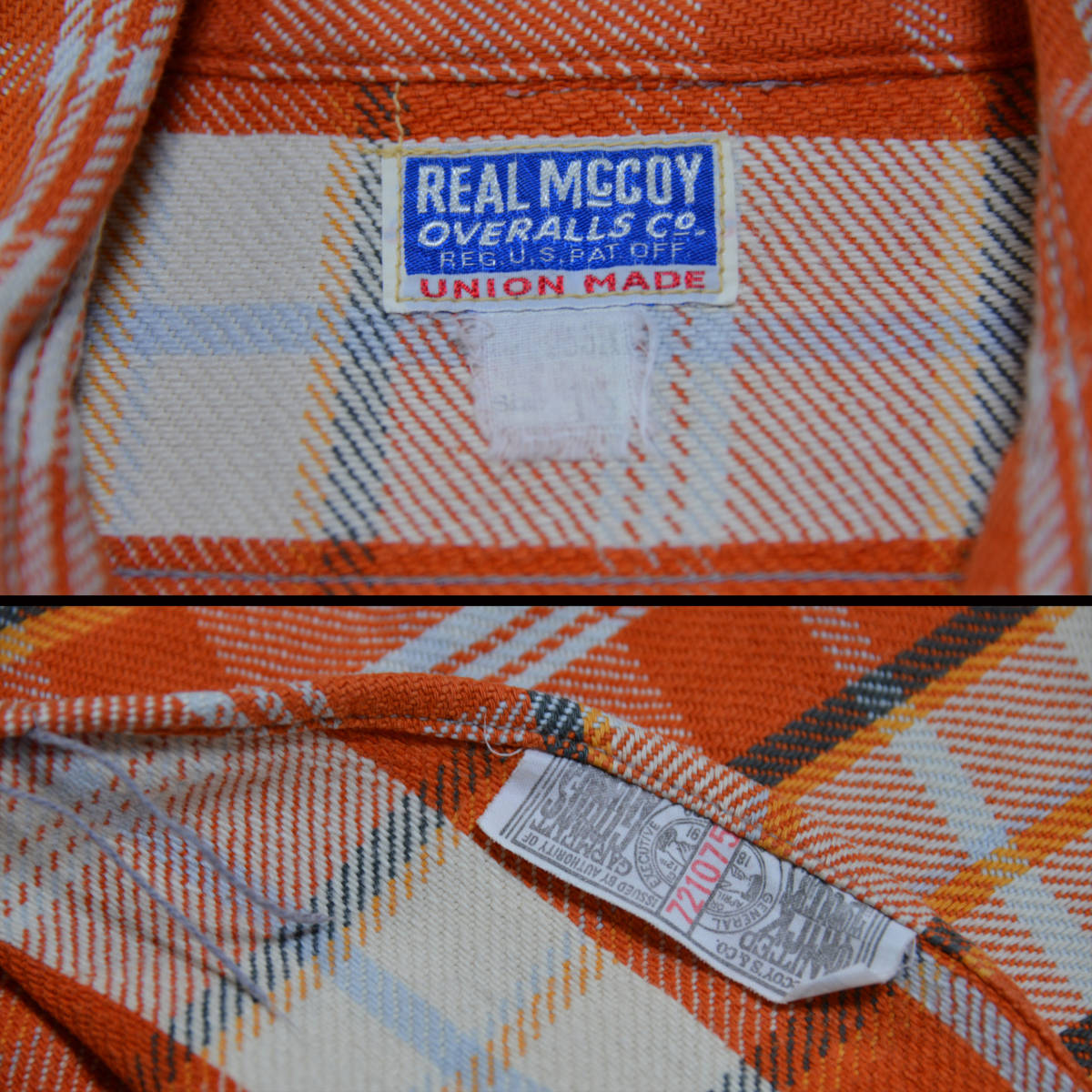 【リアルマッコイズ】フランネルワークシャツ MS6103 REAL McCOY’S OVERALLS CHECK FLANNEL WORK SHIRTS 送料無料_画像4