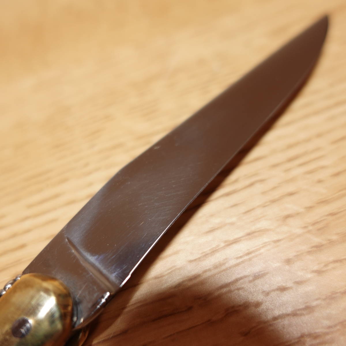 ライヨール ラギオール LOGマーク付 フォールディングナイフ 折りたたみ 茶色 ブラウン Laguiole 全長約205mm 刃渡り約90mm 刃厚約3mm