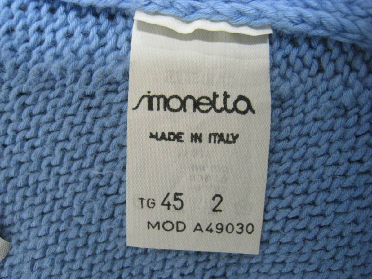 simonetta mini◆シモネッタ ミニ フロントジップ ニットカーディガン イタリア製 キッズ 子供服 サイズ45 ライトブルー_画像6