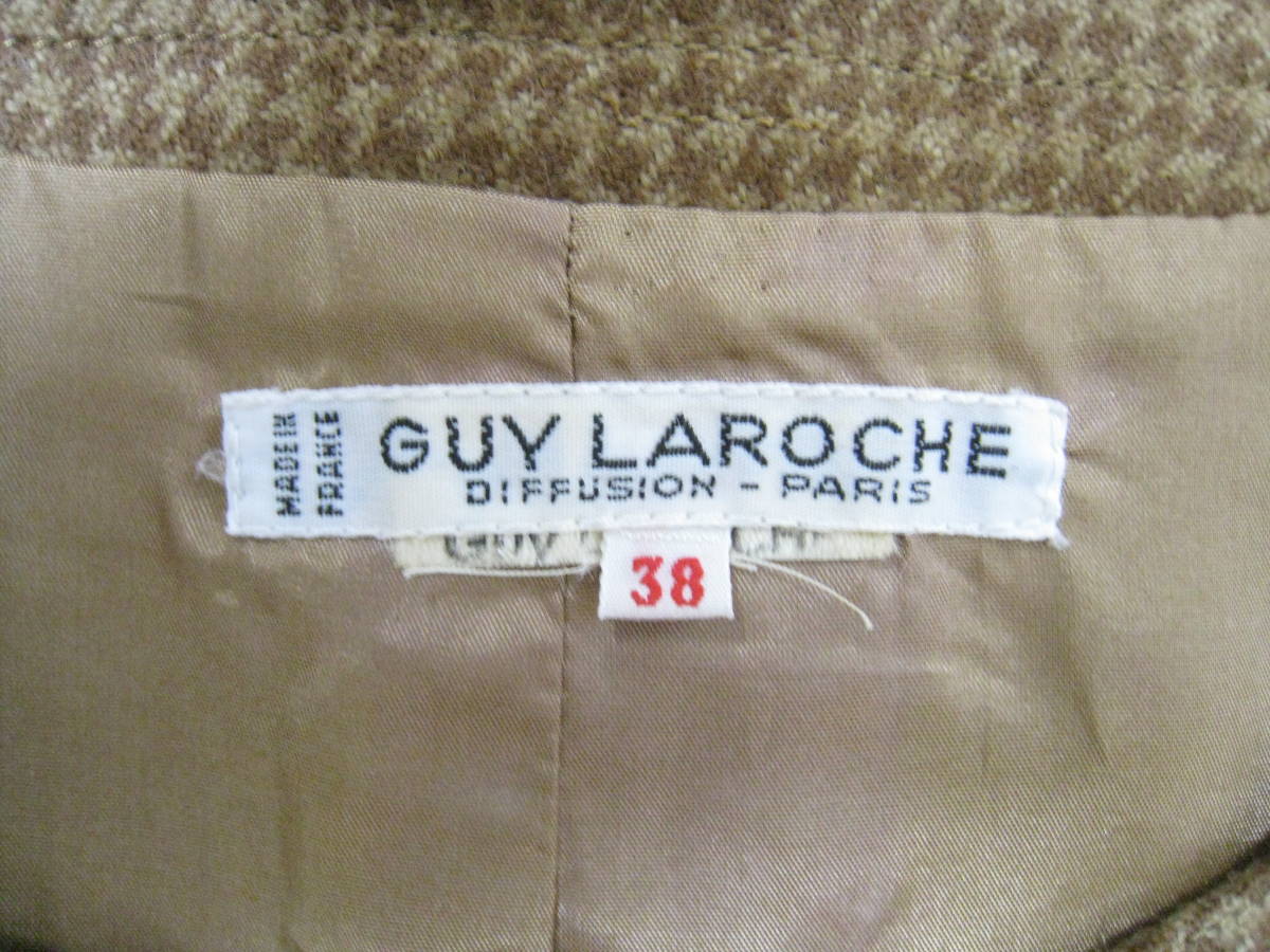 Guy Laroche■ギラロッシュ ウール100％ 千鳥柄 ベスト ジレ フランス製 レディース サイズ38_画像6