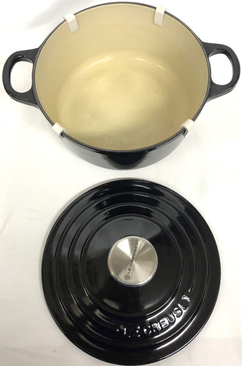 LE CREUSET ル・クルーゼ ルクルーゼ　鍋　両手鍋 ブラック　直径18.5cm_画像2