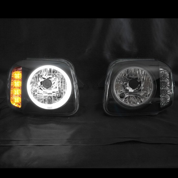 JB23W ジムニー CCFL リング 付き LED ウィンカー ヘッド ライト ブラック 左右セット スズキ_画像2