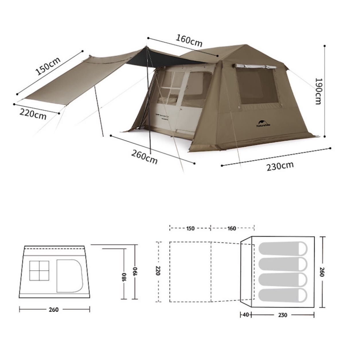 Naturehike ネイチャーハイク Village6.0 ロッジテント ワンタッチ