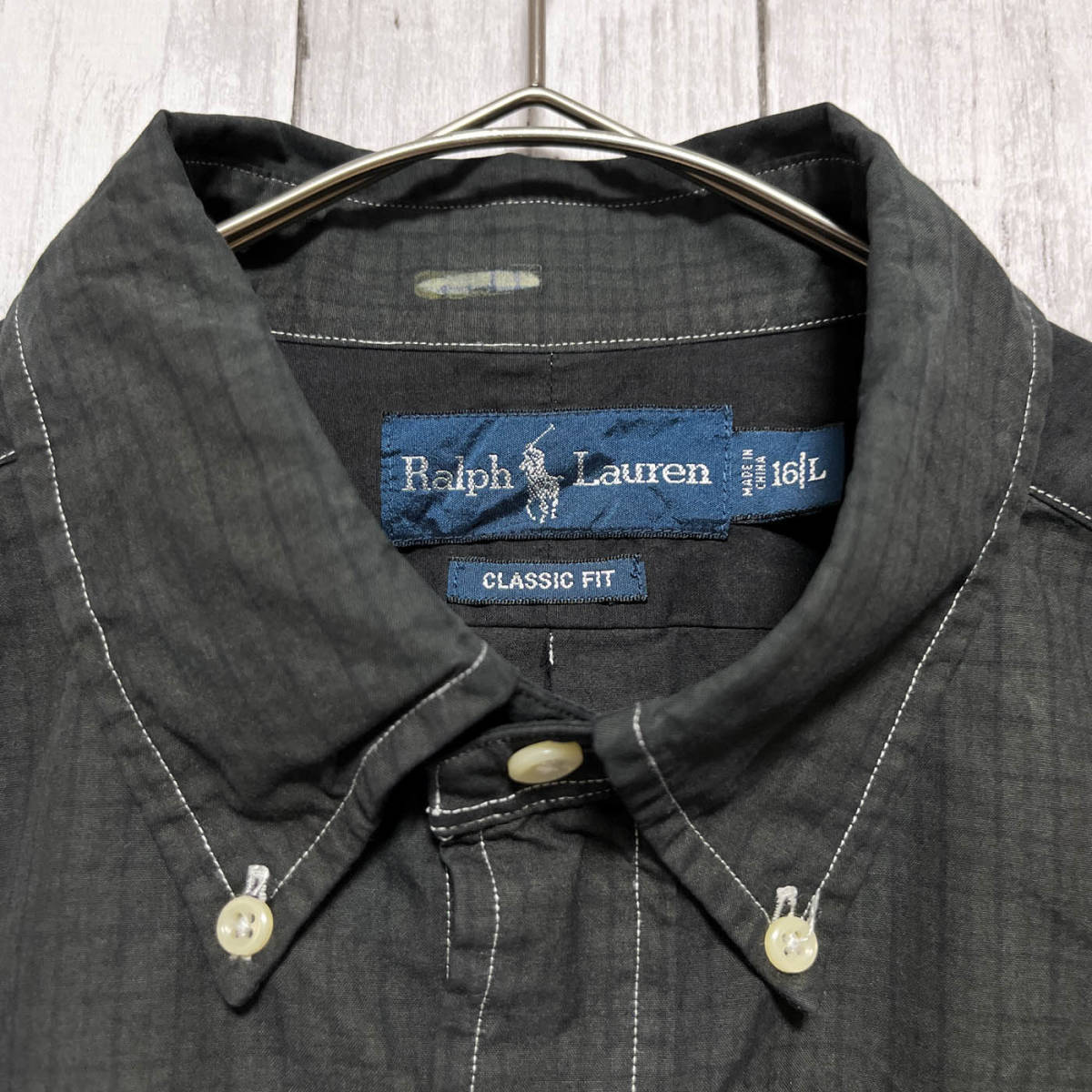 ラルフローレン Ralph Lauren CLASSIC FIT チェックシャツ 長袖シャツ メンズ ワンポイント コットン100% サイズ16 Lサイズ 3‐997_画像5